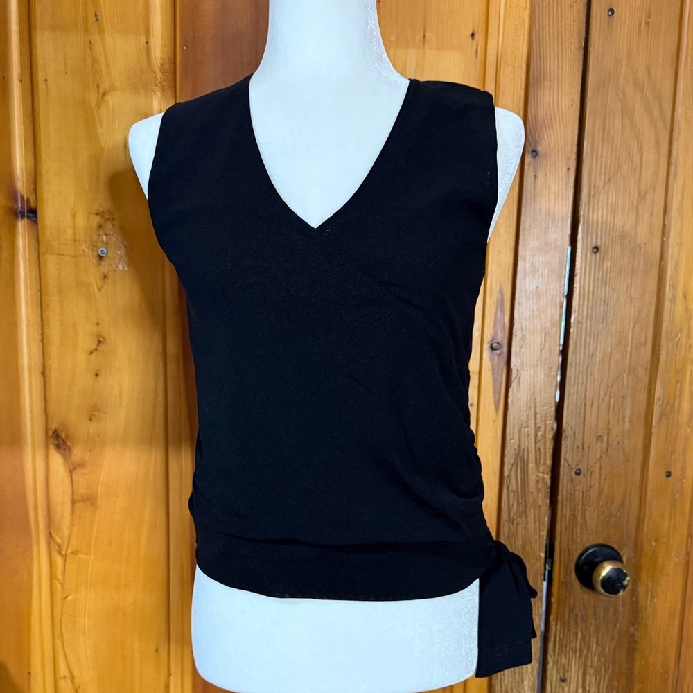 Women's Black Mock Wrap Tank Top
